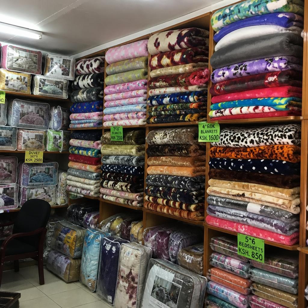 Stacked bedding and blankets